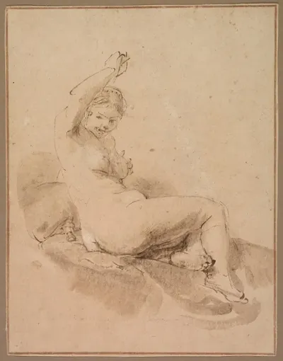 Female Nude Reclining With Arm Raised