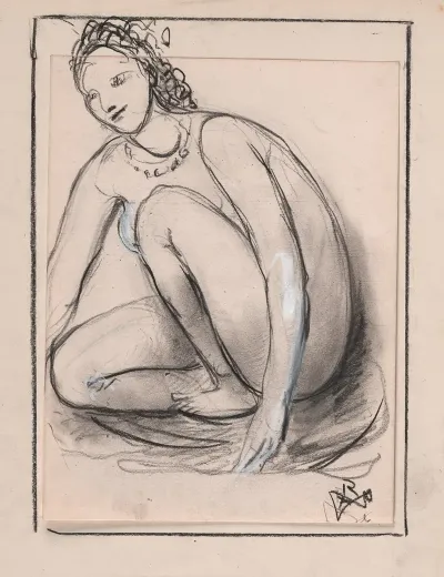 Female Nude Sitting On The Ground
