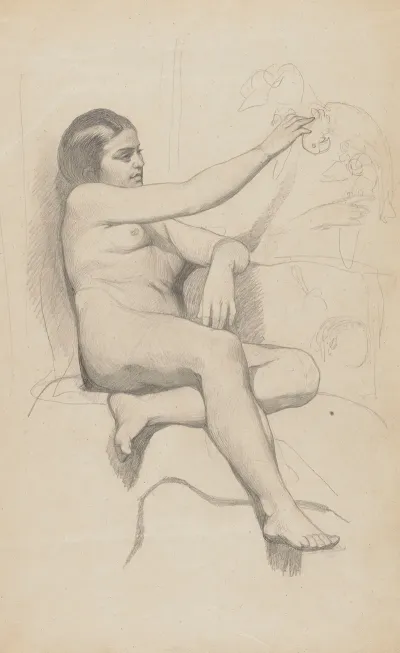 Female Nude With A Parrot