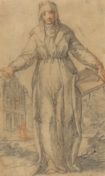 Female Saint Saint Clare Of Assisi Or Saint Catherine Of Siena
