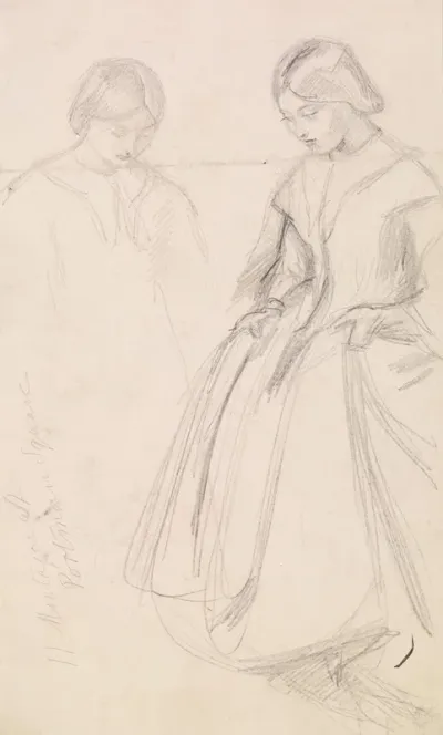 Female Sketches Of A Girl Holding Her Skirt