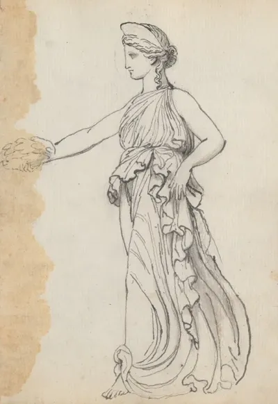 Female Victory Figure Striding Forward Holding A Wreath