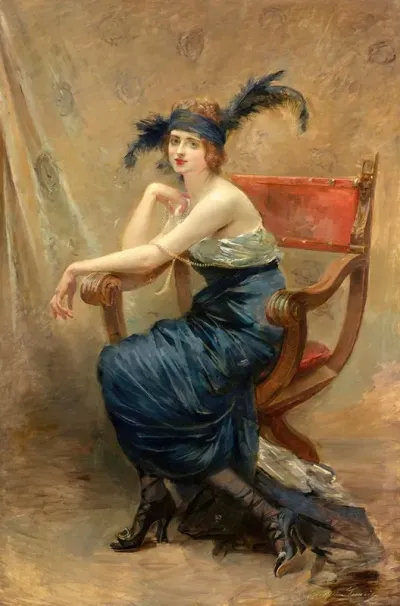 Femme Assise Dans Un Fauteuil Dagobert
