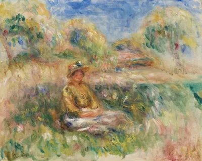 Femme Assise Dans Un Paysage