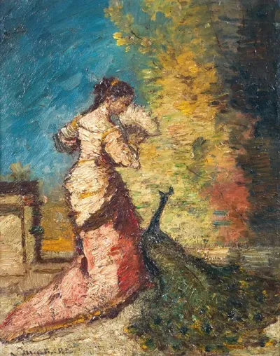 Femme Au Paon