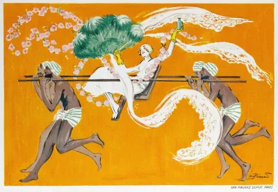 Femme Dans Une Chaise Portee Par Des Indiens