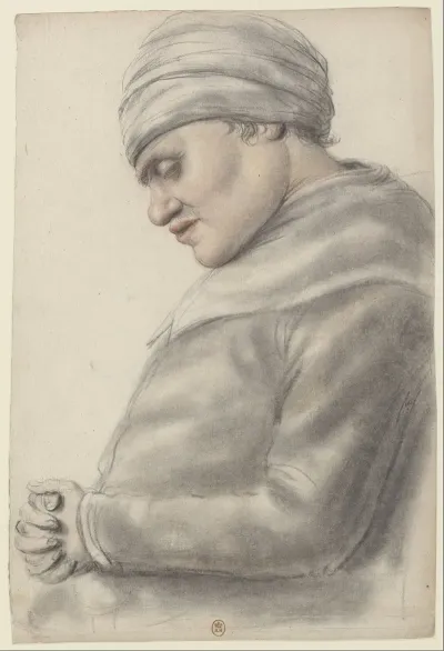 Femme De Profil A Gauche Les Mains Jointes Sur Le Ventre Les Yeux Mi Clos La Tete Enturbannee