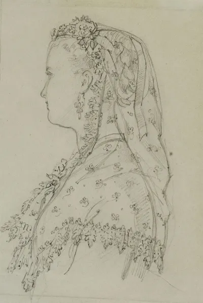 Femme De Profil Avec Voile De Dentelle