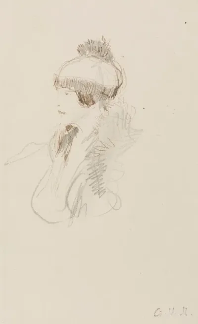 Femme En Buste De Profil Coiffee Dun Bonnet
