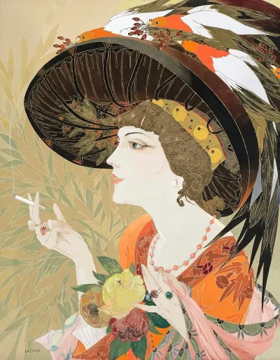 Femme En Buste Fumant De Profil