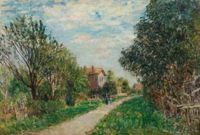 Femme Et Enfant Sur Le Chemin Des Pres Sevres