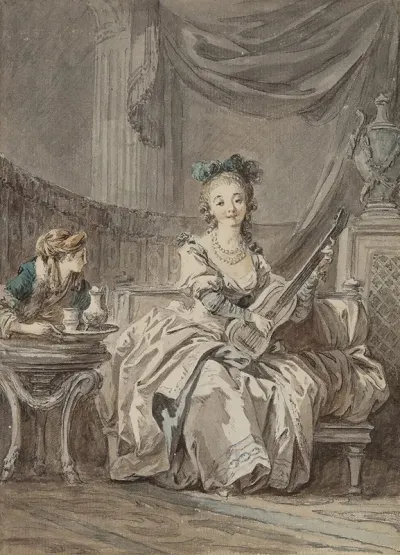 Femme Jouant De La Guitare Dans Un Interieur Les Plaisirs De La Solitude