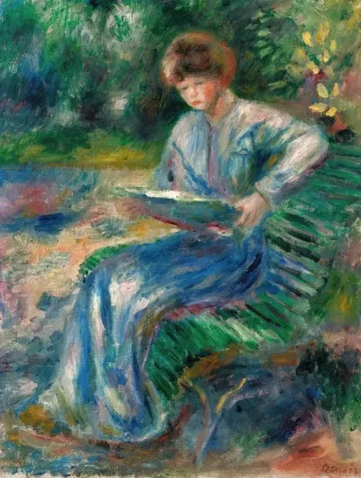 Femme Lisant Sur Un Banc