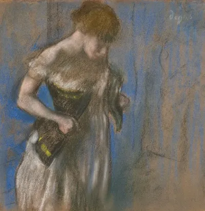 Femme Mettant Son Corset
