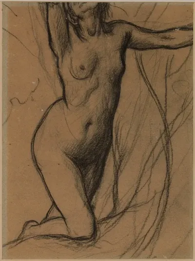 Femme Nue A Genou De Face