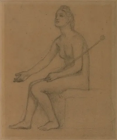 Femme Nue Assise De Profil A Gauche