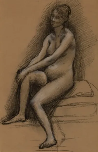 Femme Nue Assise De Trois Quarts A Gauche