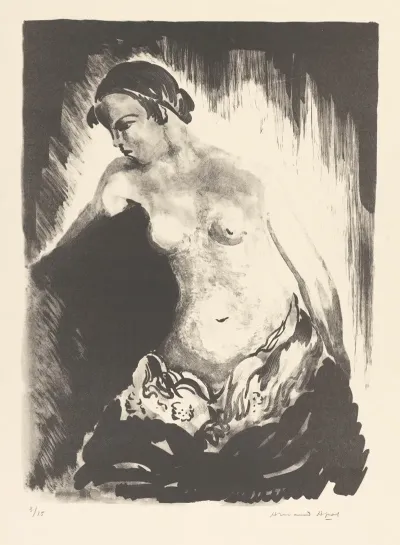 Femme Nue Assise Sur Un Divan