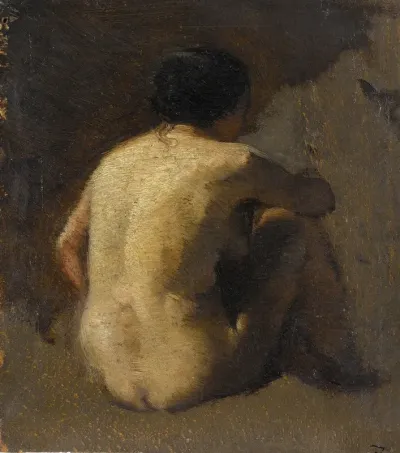 Femme Nue Assise Vue De Dos