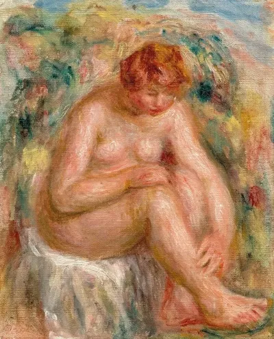 Femme Nue Assise Vue De Trois Quarts Baigneuse