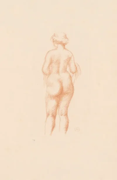 Femme Nue De Dos Tenant Une Echarpe