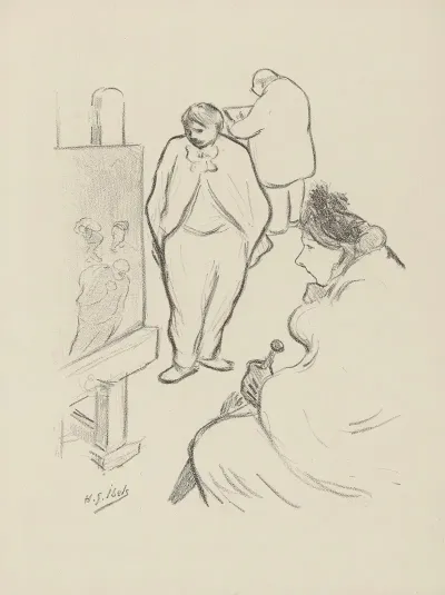 Femme Regardant Un Tableau Pose Sur Un Chevalet