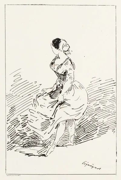 Femme Tenant Sa Jupe A Gauche Dos De Trois Quarts