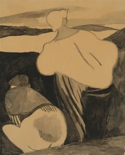 Femmes De Pecheur Dans Les Dunes Vues De Dos
