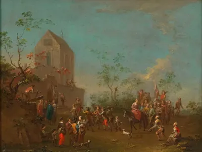 Festlicher Zug Vor Einer Kirche