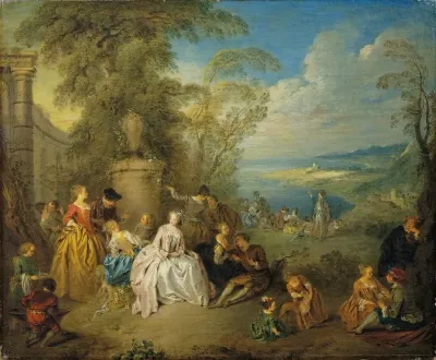 Fete Galante In A Coastal Landscape