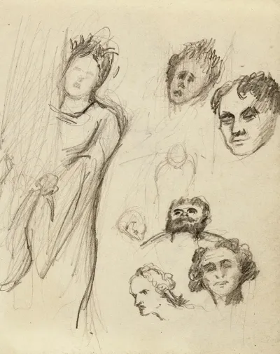 Feuille Detudes Avec Huit Personnages