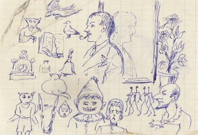 Feuille Detudes Avec Nombreuses Caricatures