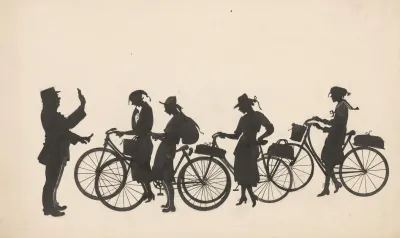 Fietsende Meisjes Krijgen Stopteken Van Een Agent