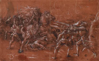 Fight Between Horsemen And Infantry