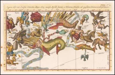 Figura Observat Cursus Cometae Anno 1665 Mense Aprili Factar A Iohanne Hevelio Ad Ejusdem Communicat