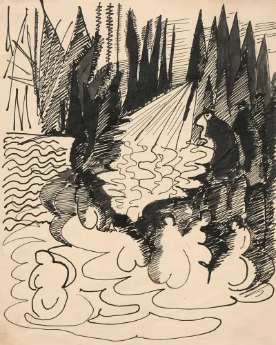 Figural Composition In A Landscape