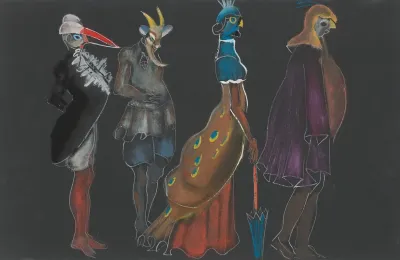 Figuranten Roodborstje Pauw Bok Reiger