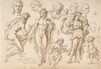 Figure And Head Studies Including Bacchus