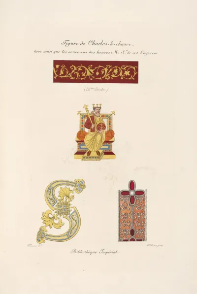 Figure De Charles Le Chauve Tiree Ainsi Que Les Ornemens Des Heures M Ses De Cet Empereur