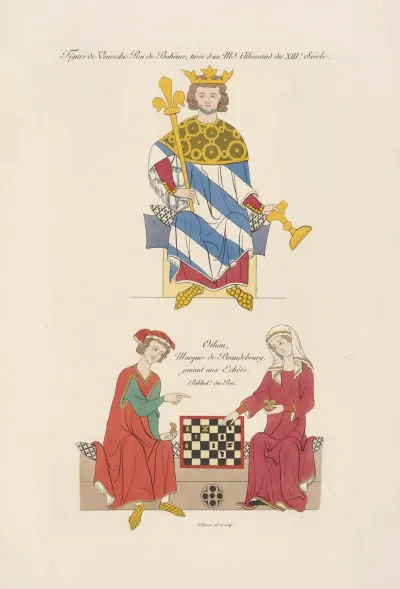 Figure De Venceslas Roi De Boheme Tiree Dun Ms Allemand Du Xiiie Siecle Othon Marquis De Brandebourg Jouant Aux Echecs