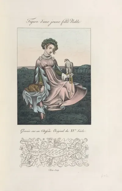 Figure Dune Jeune Fille Noble Gravee Sur Un Dessin Original Du Xve Siecle