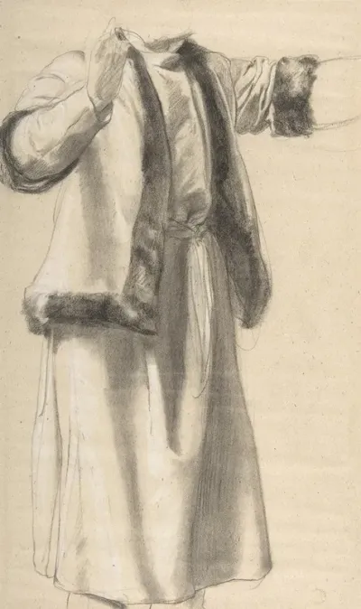 Figure In A Fur Trimmed Jacket