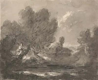 Figure In Tree Near Pond