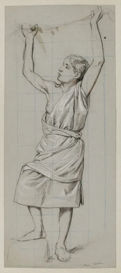 Figure Of Young Woman With Raised Hands