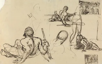 Figure Studies Of A Man Rising From The Ground