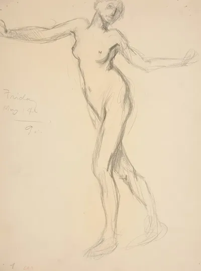 Figure Study For The Hours 5 Am Sketch For Mural For The State Capitol Building In Harrisburg Pennsylvania 1902 1911