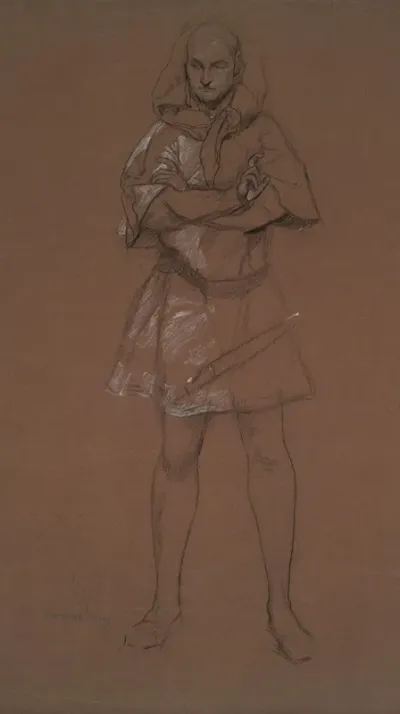 Figure Study Man In Medieval Costume Possibly A Study For Hamlet