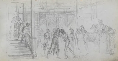 Figure Study Stairway Horse