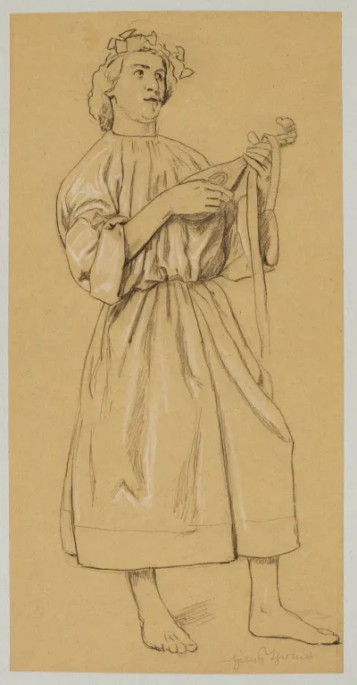 Figure With A Lute And Crowned With A Wreath