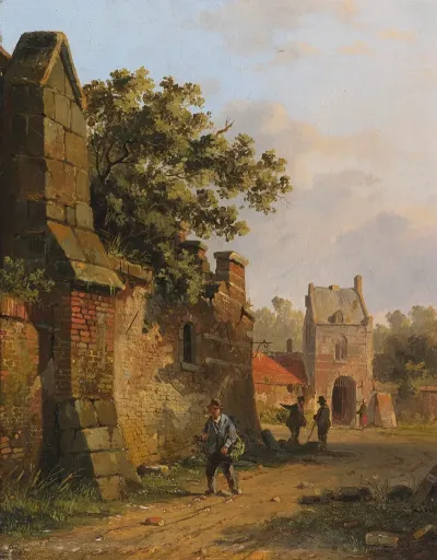 Figuren An Einer Stadtmauer